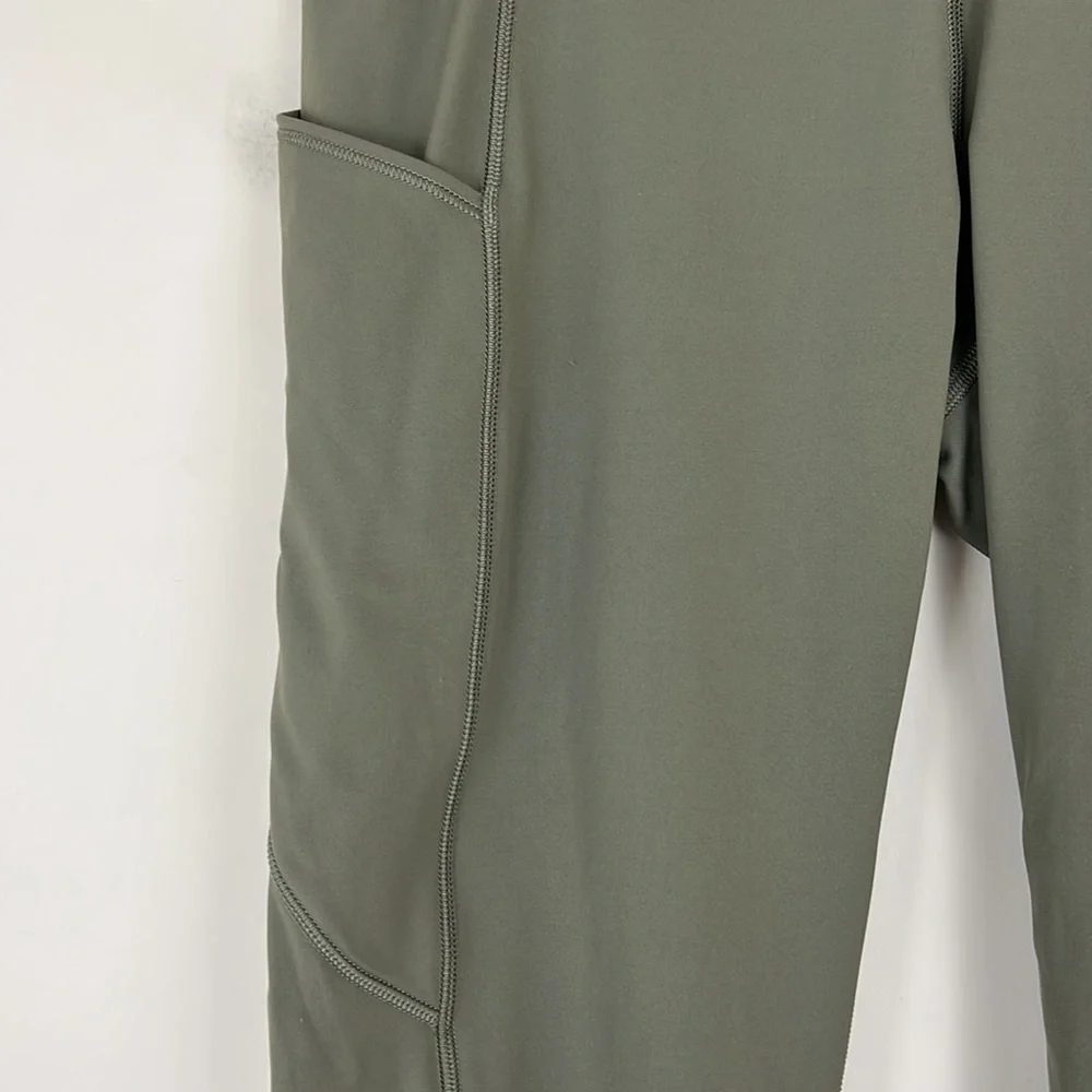 LULULEMON Fast & Free Crop II Nulux 19” Dark Olive 6 - Picture 9 of 13